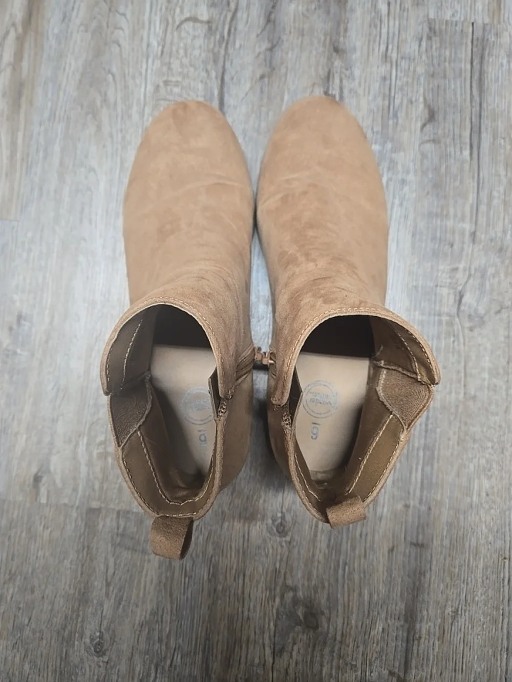 Wonder Nation Girls Suede Ankle Booties in Tan - Sleek Everyday Style